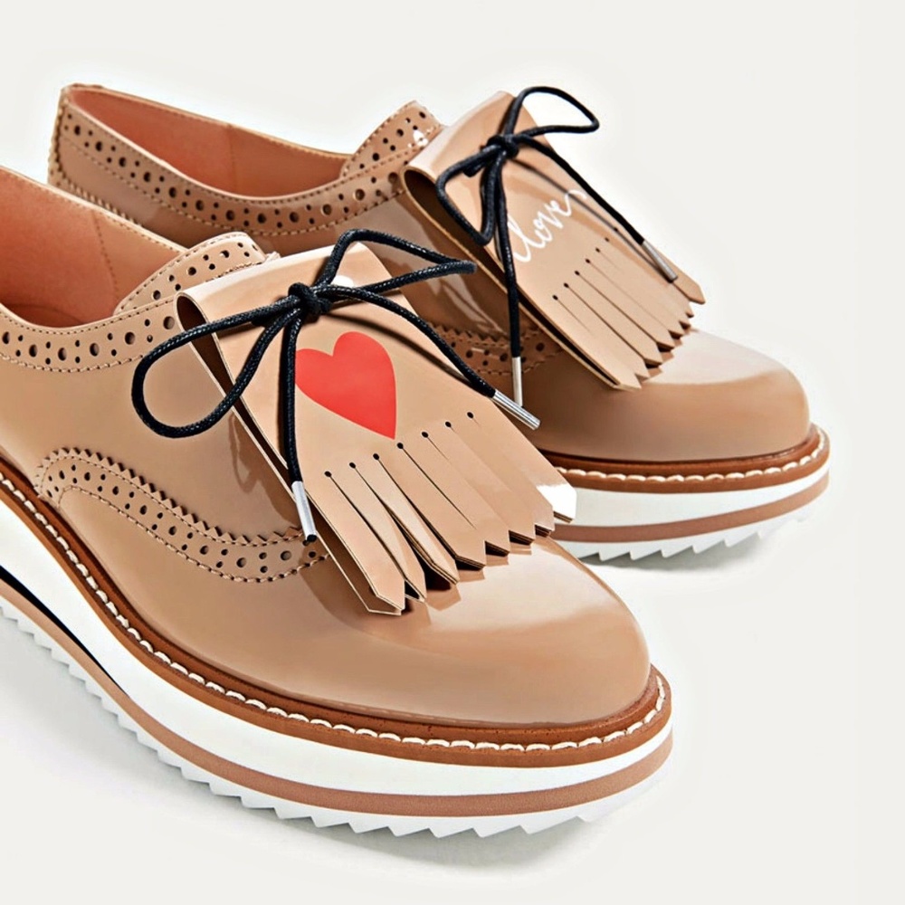 Zara Platform Bluchers Oxfords Sz 9