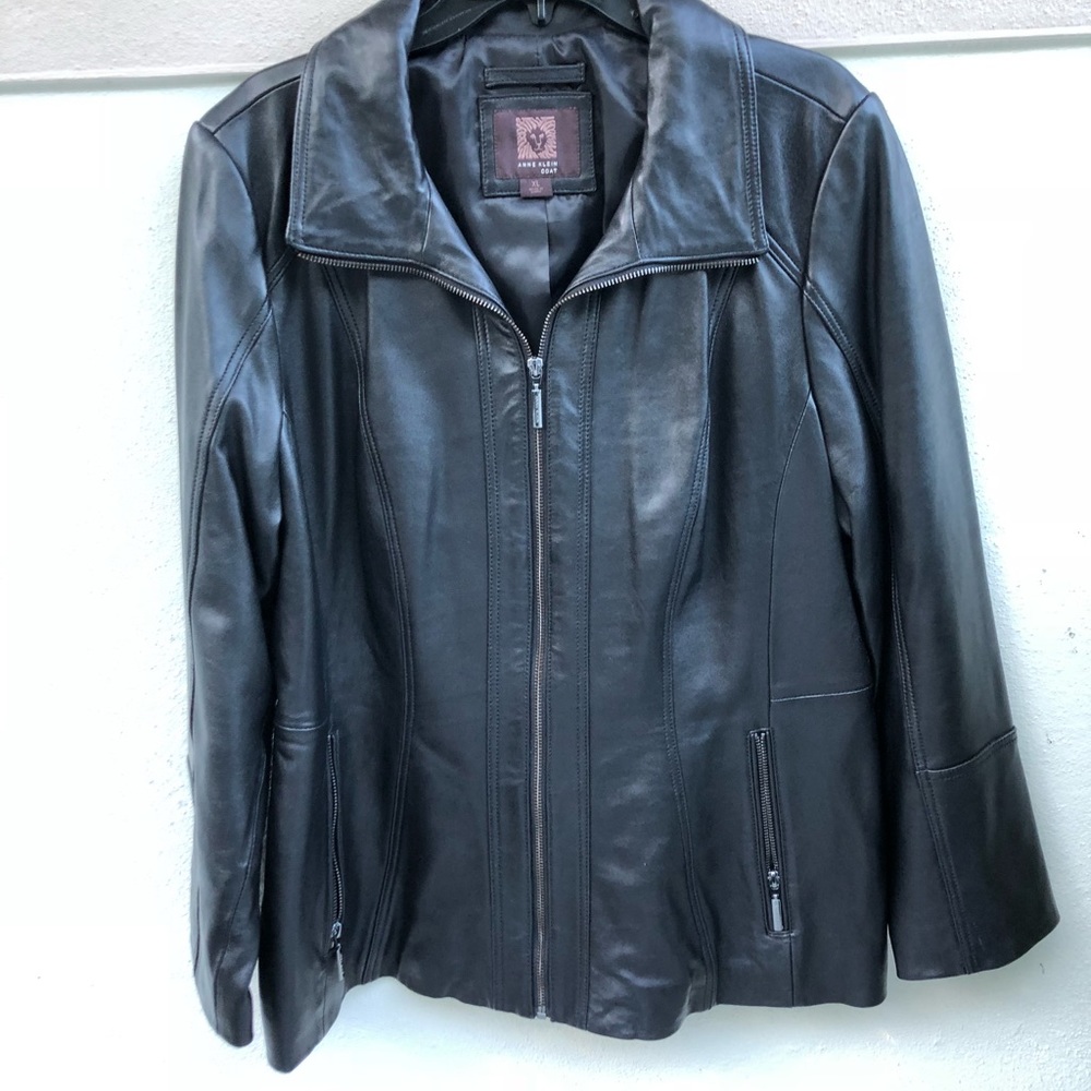Anne Klein Black Leather Jacket XL