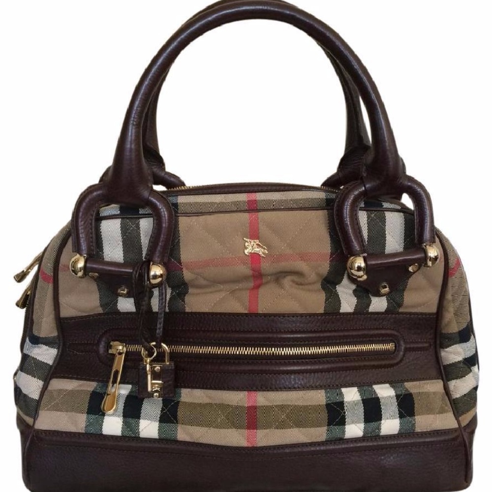 Burberry Quilted House Check Manor Tan & Dark Brow