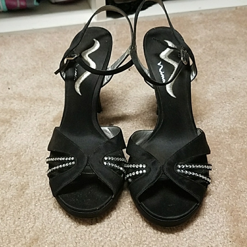 Black strap heels