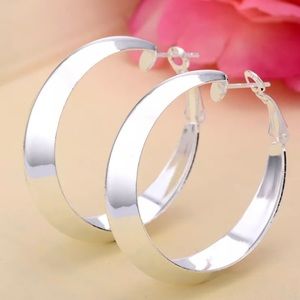 Smooth silver hoop earrings