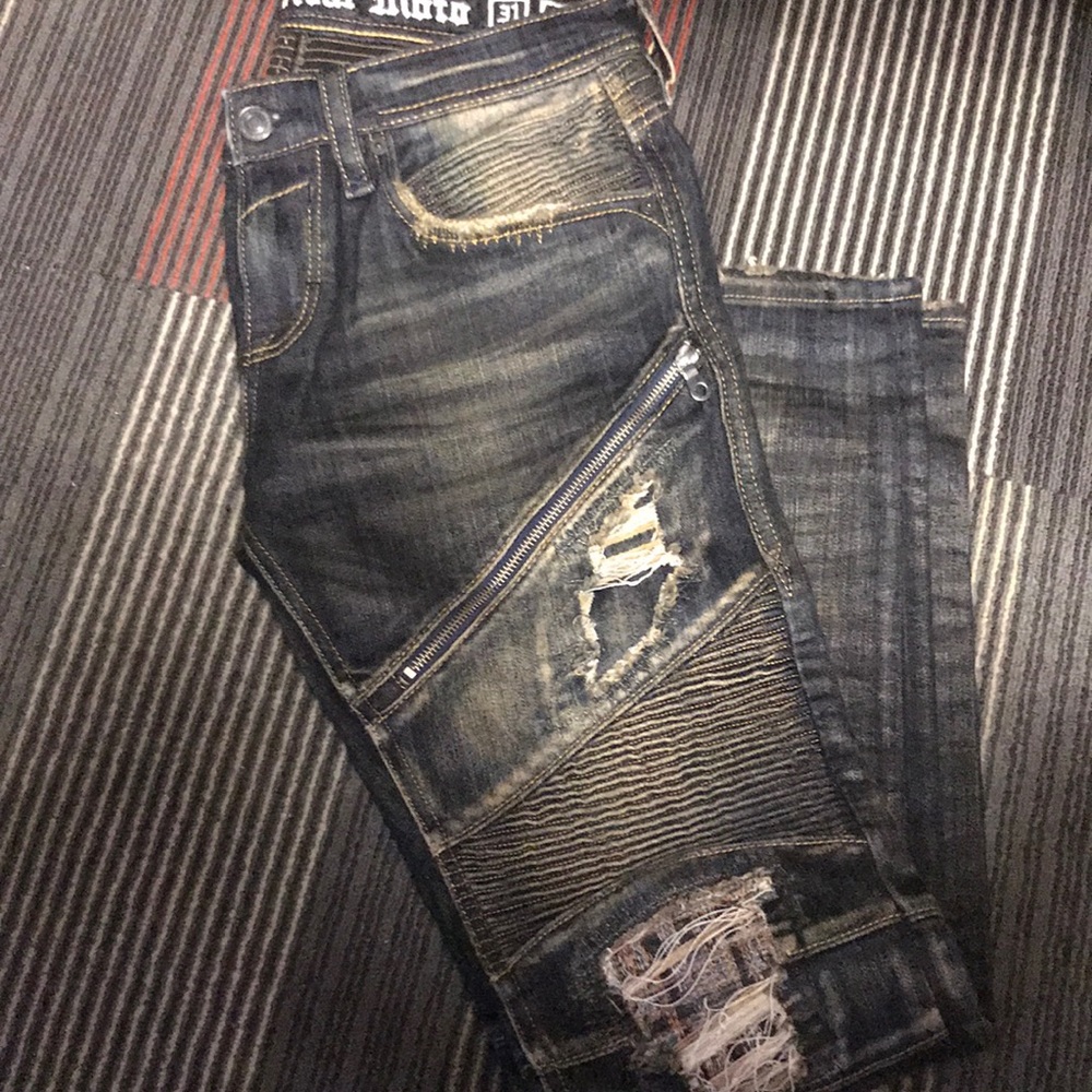 Men’s Rock Revival Biker Jean