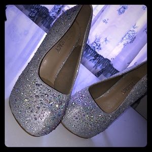 White crystal high heels