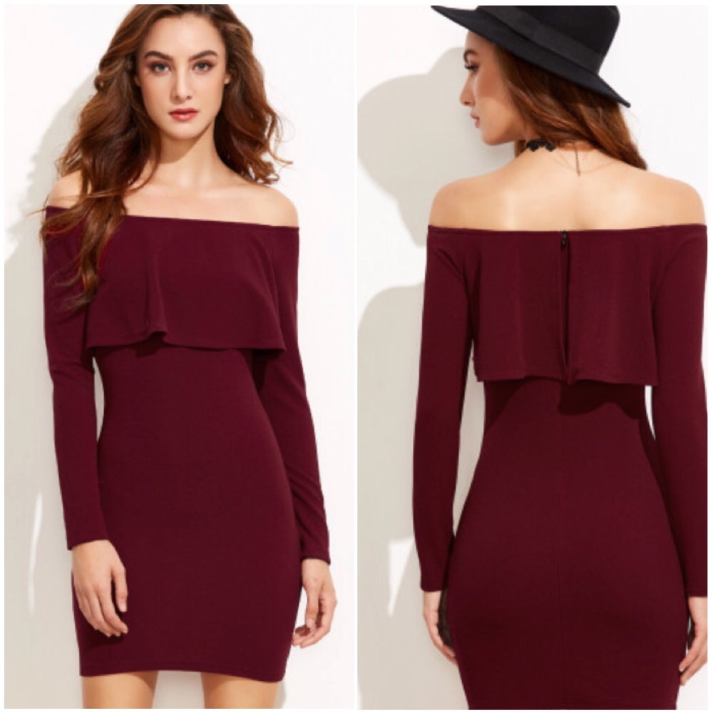 Off the Shoulder Ruffle Bodycon Dress
