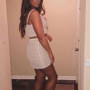 Kendal + Kylie White Lace Crop Top