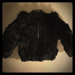 Girls Black Rabbit fur