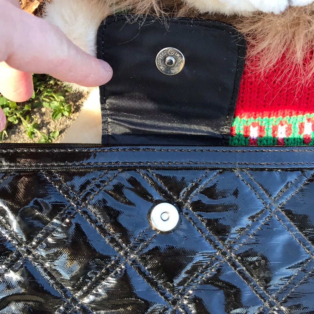 Black Faux Leather Puff Evening Clutch Purse