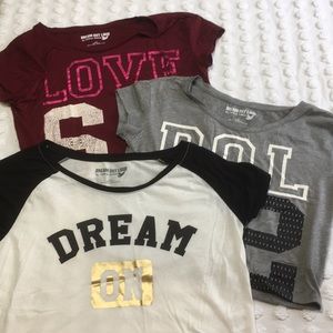 Bundle of 3! Short sleeve sporty juniors crop tops