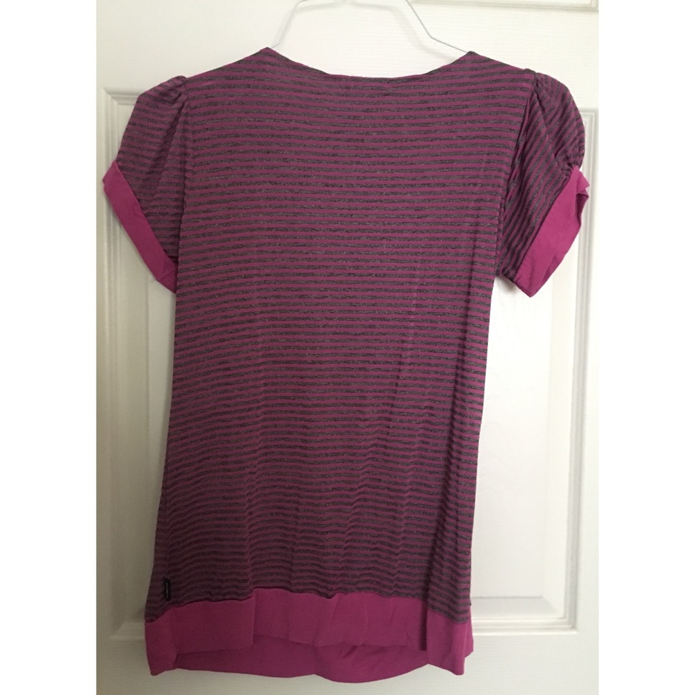 Purple and Gray Striped Top
