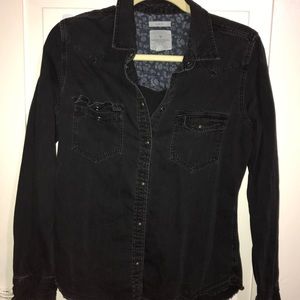 Black Denim Button Down Shirt
