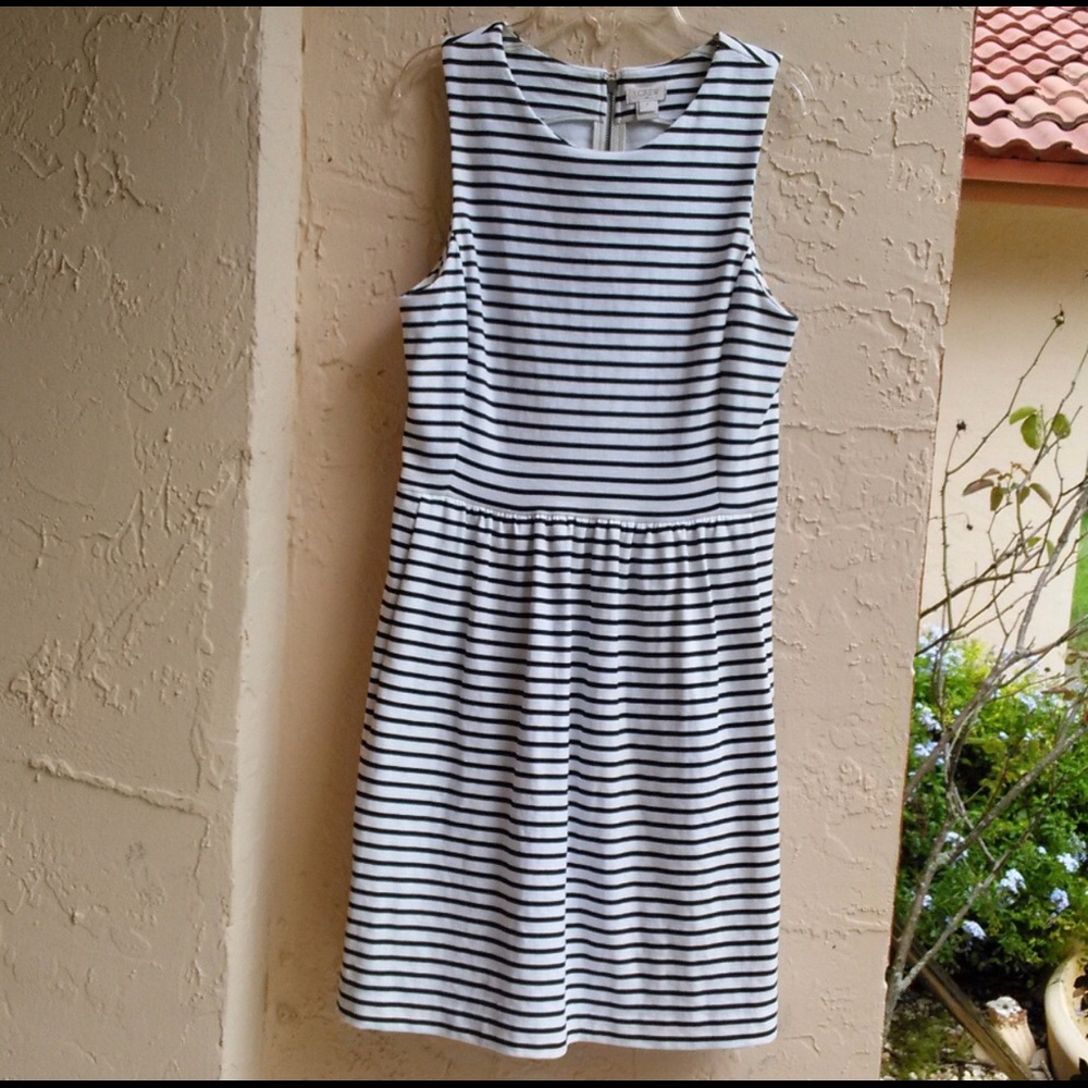J.Crew black and white striped daybreak dress