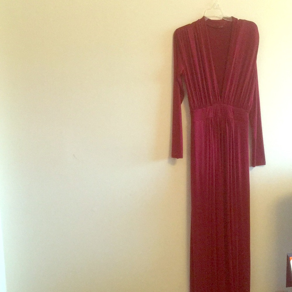 Maroon Long Sleeve Dress