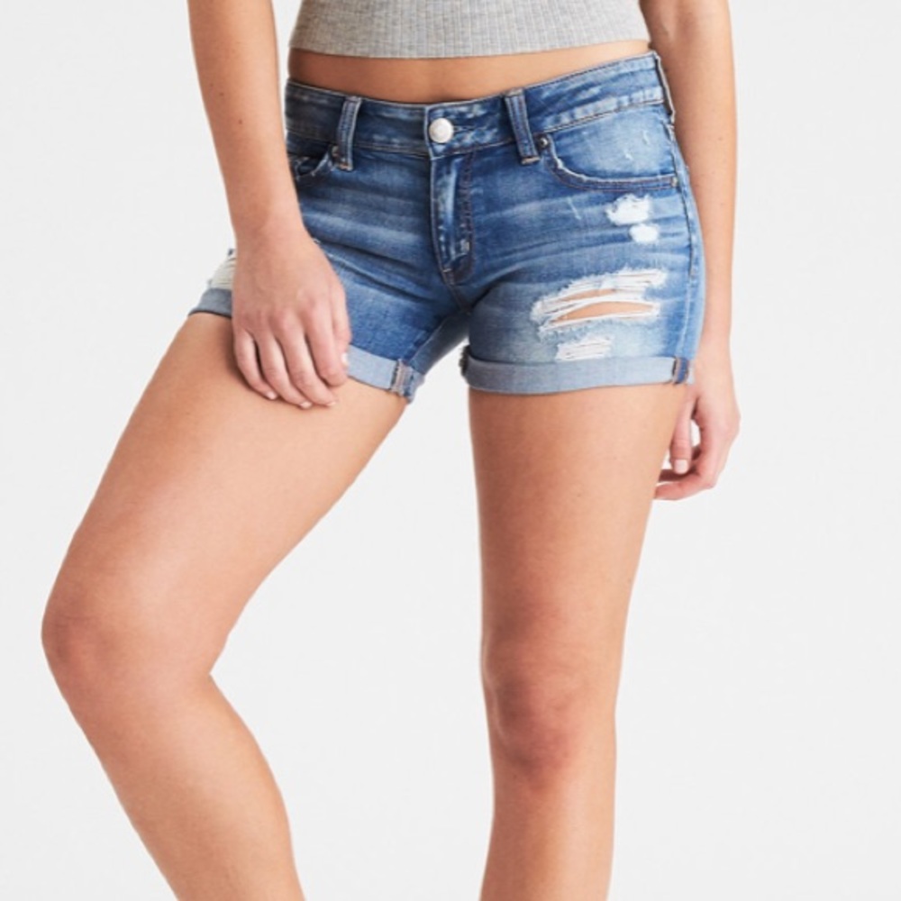 American Eagle Distressed Stretch Denim Shorts