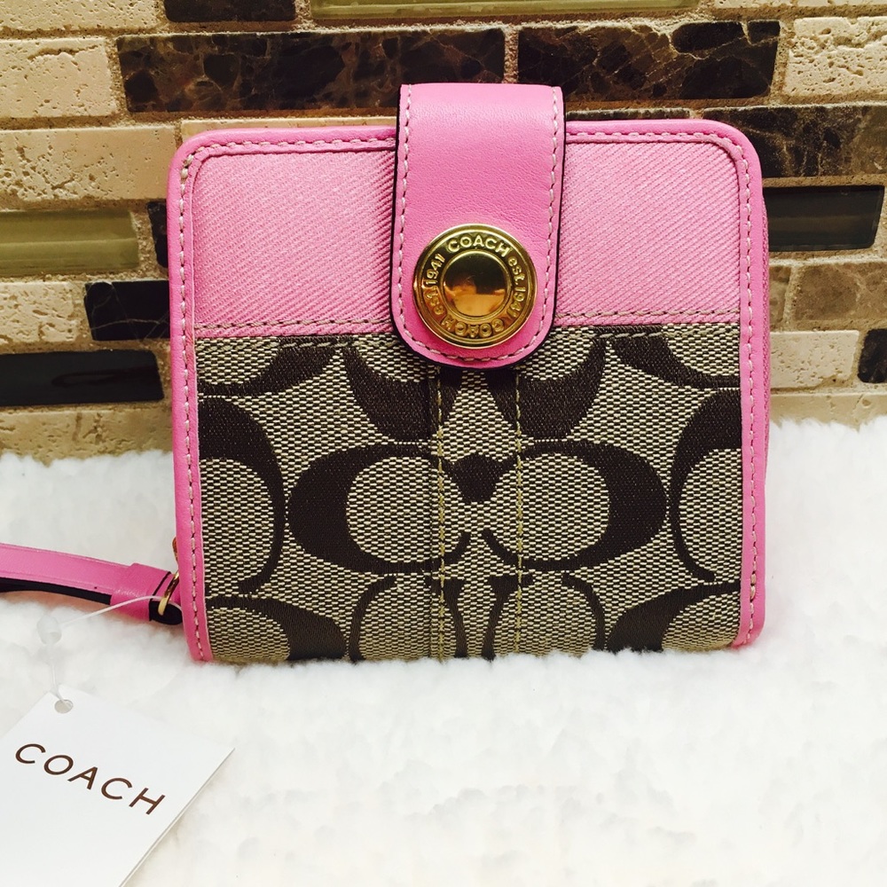 COACH Signature Stripe Medium BiFold Wallet  NEW