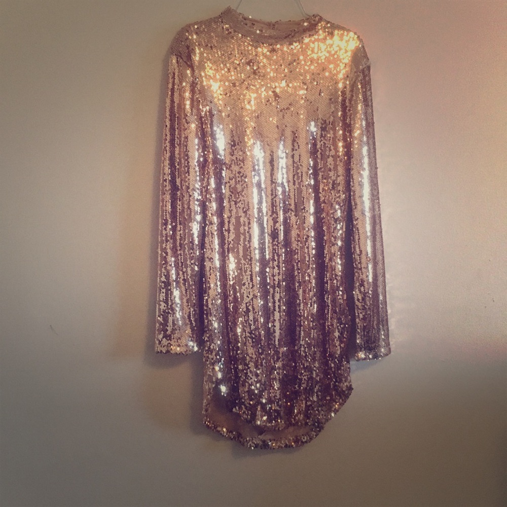 Sequin Gold Mini Dress