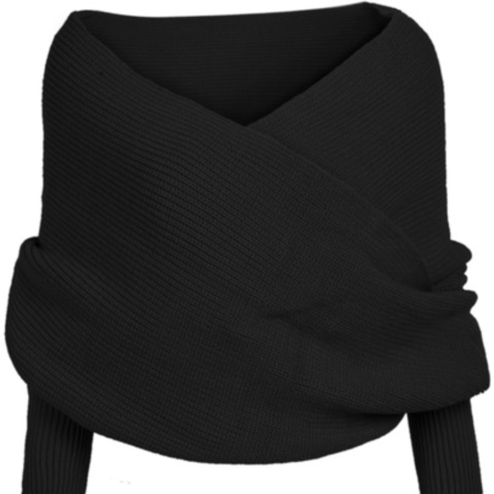 Off Shoulder Overlap Crop Sweater NWOT