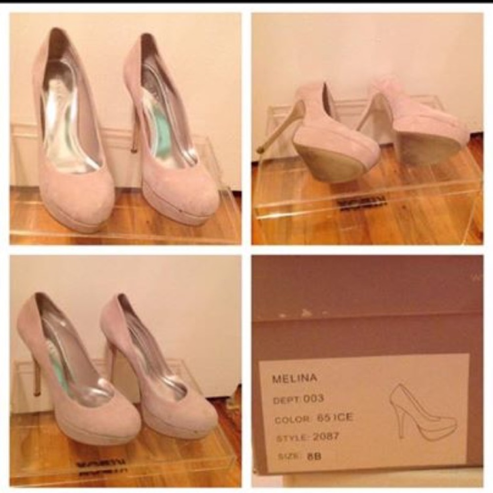 Aldo, cream suede round toe Platform heels