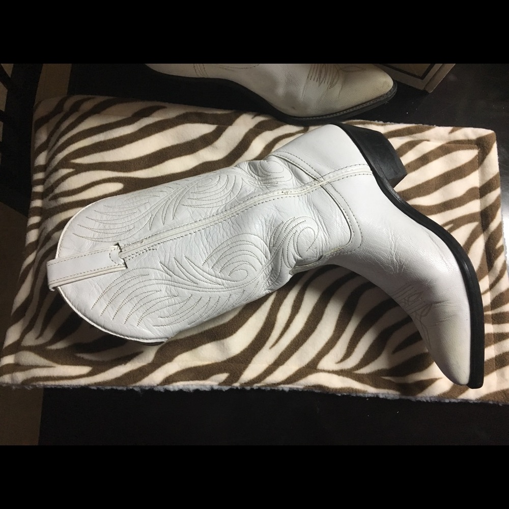White leather western boots