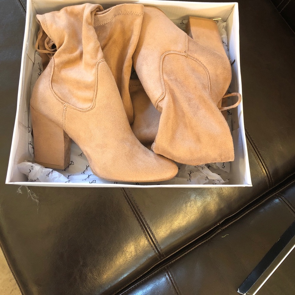 Tan over the knee boots