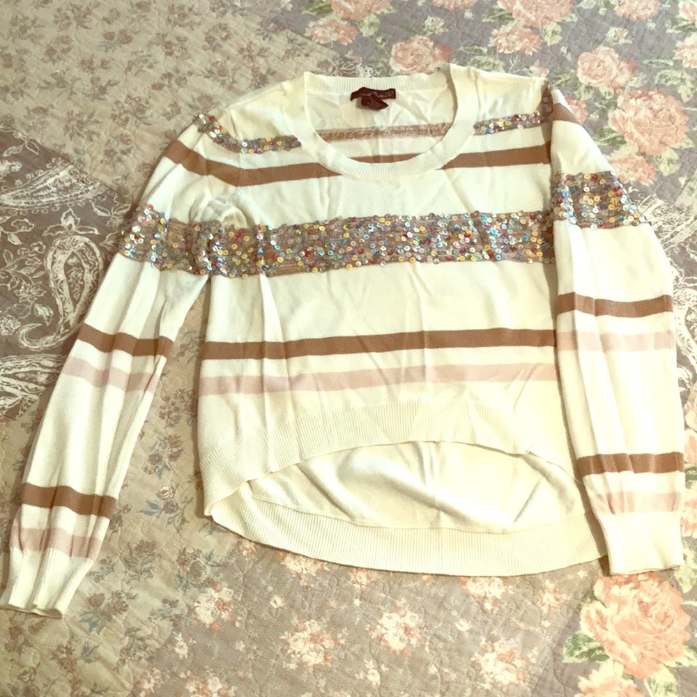 High low sequins sweater