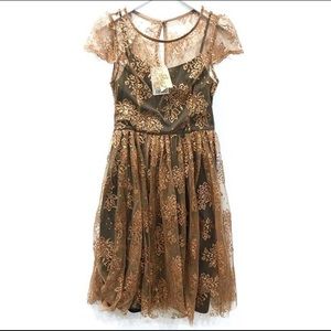 Anthropologie Honeyed Lace Dress - black & gold