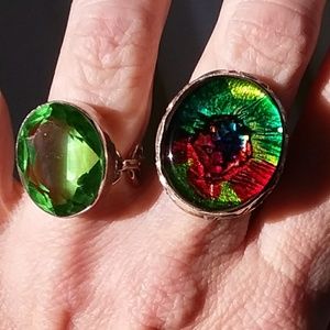 2 Sterling silver RING choices Dicrotic glass peri