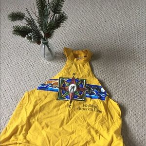 Yellow Furst of a Kind lace back tank top