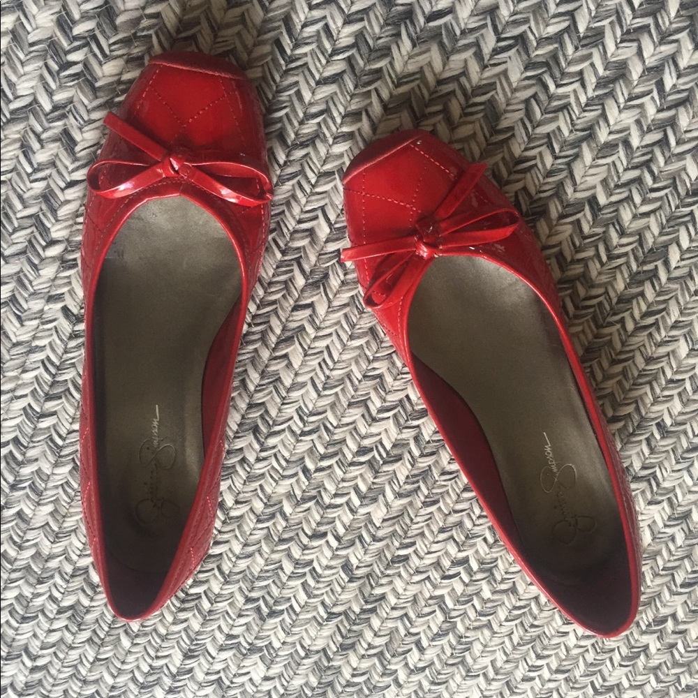 Jessica Simpson Red P. Leather Wedge Ballet Flats
