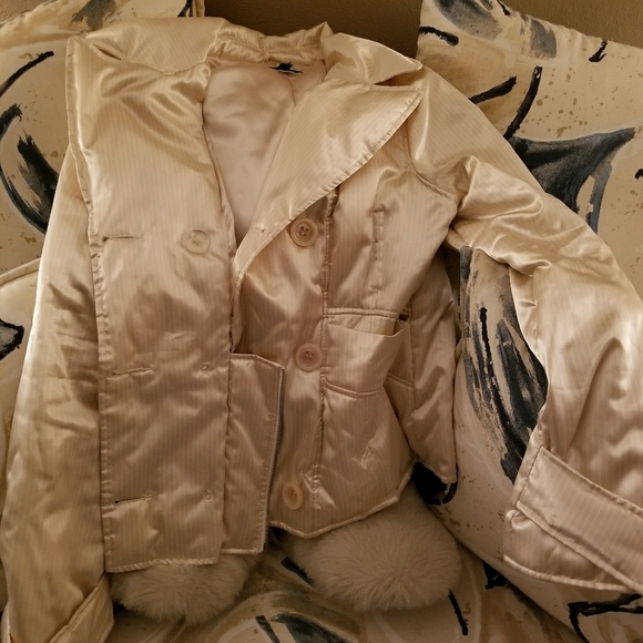 Tan and white Women's Look of Shimmer Jacket - Picture 2 of 2