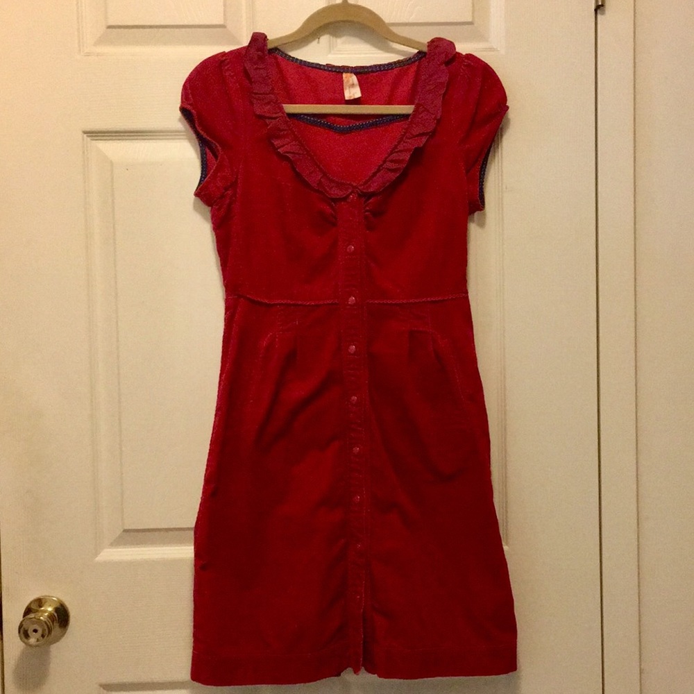 Anthropologie / Maeve red corduroy dress