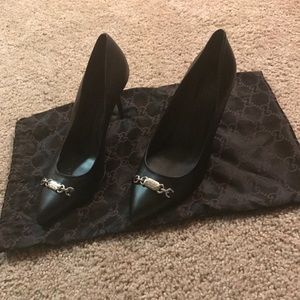 Black leather gucci heels