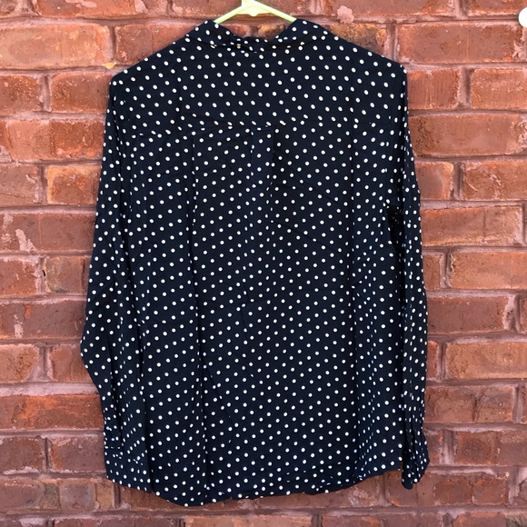 Liz Claiborne Navy and White Polka Dot Button Down - Picture 3 of 3