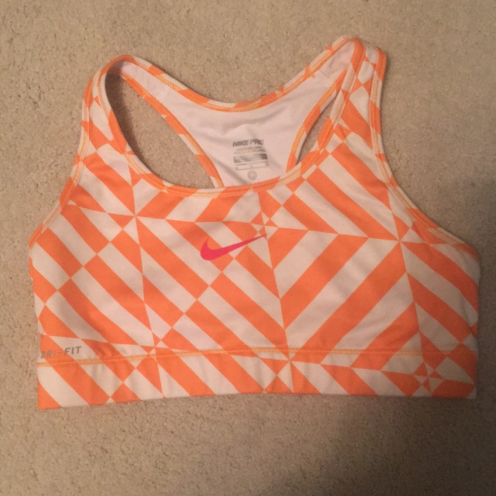 Nike Sport Bra - Orange and White Size Medium