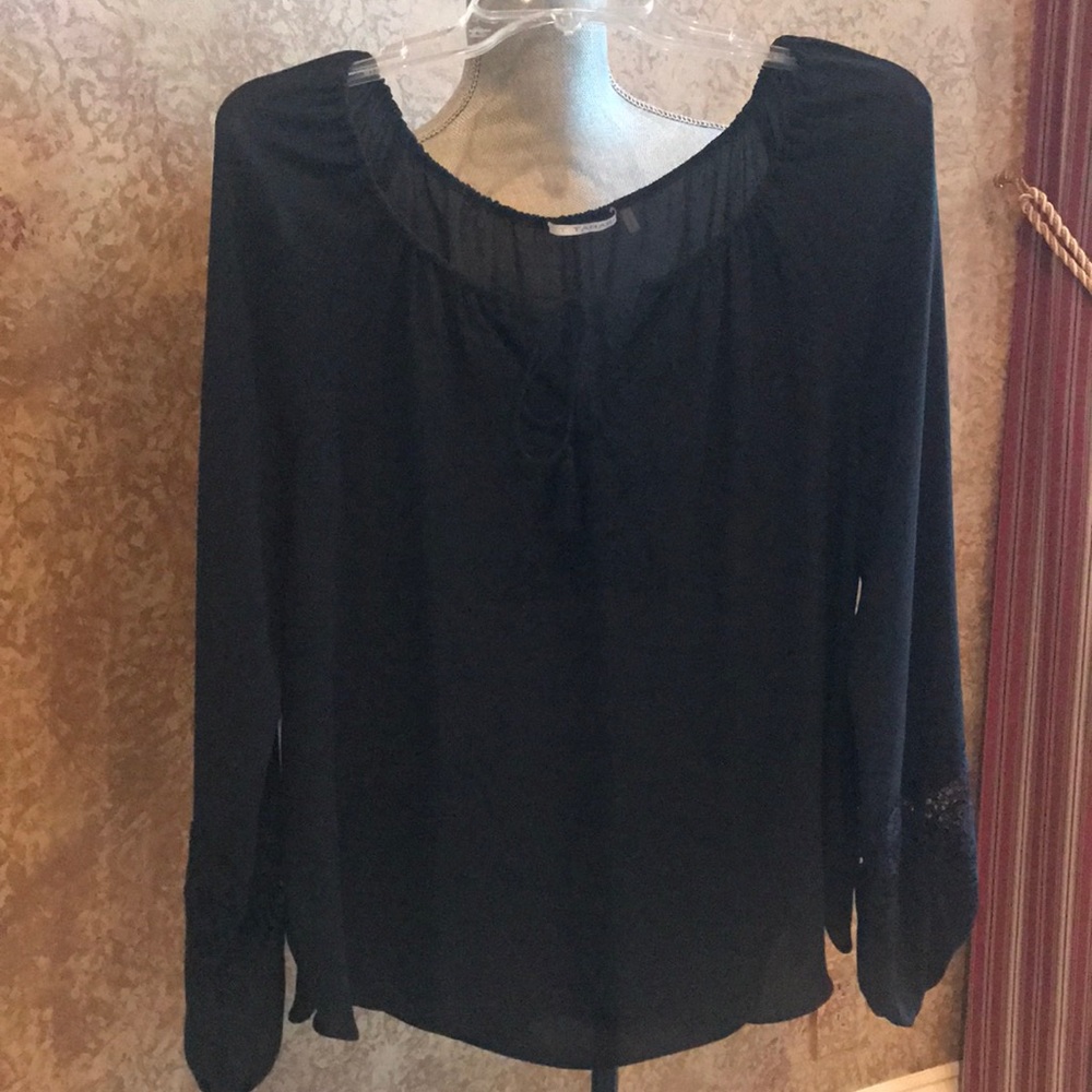 Tahari Long Sleeve Tie Neck Blouse!