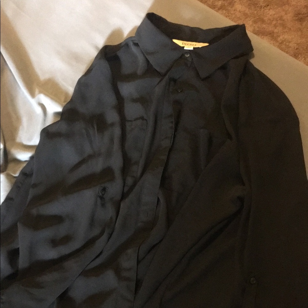 Long sleeve see through dress shirt