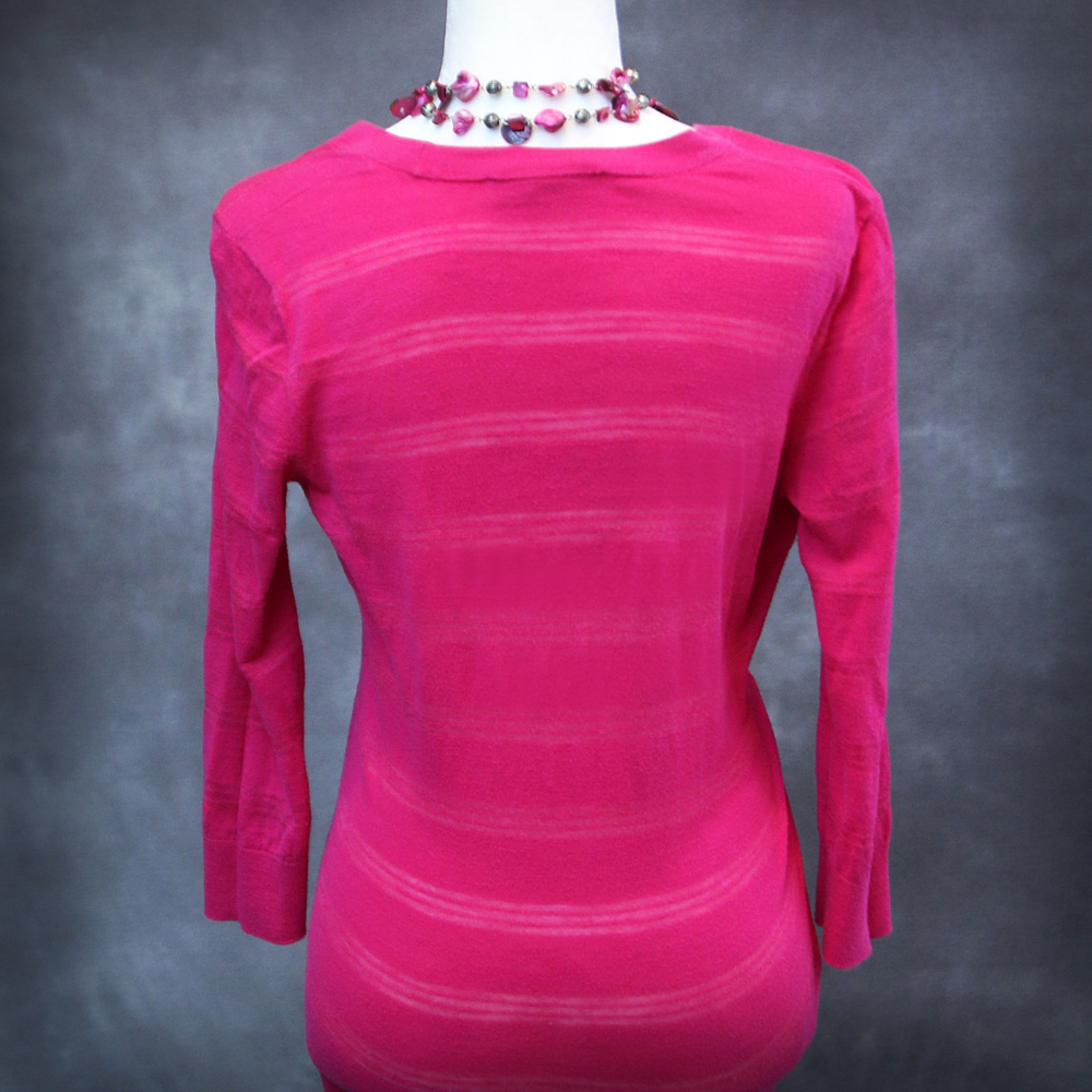 LOFT Pink Cardigan Sweater Size Medium Lightweight Button Front - Picture 4 of 6