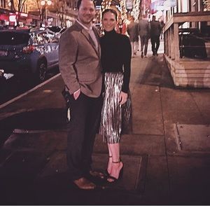 Project runway silver midi skirt