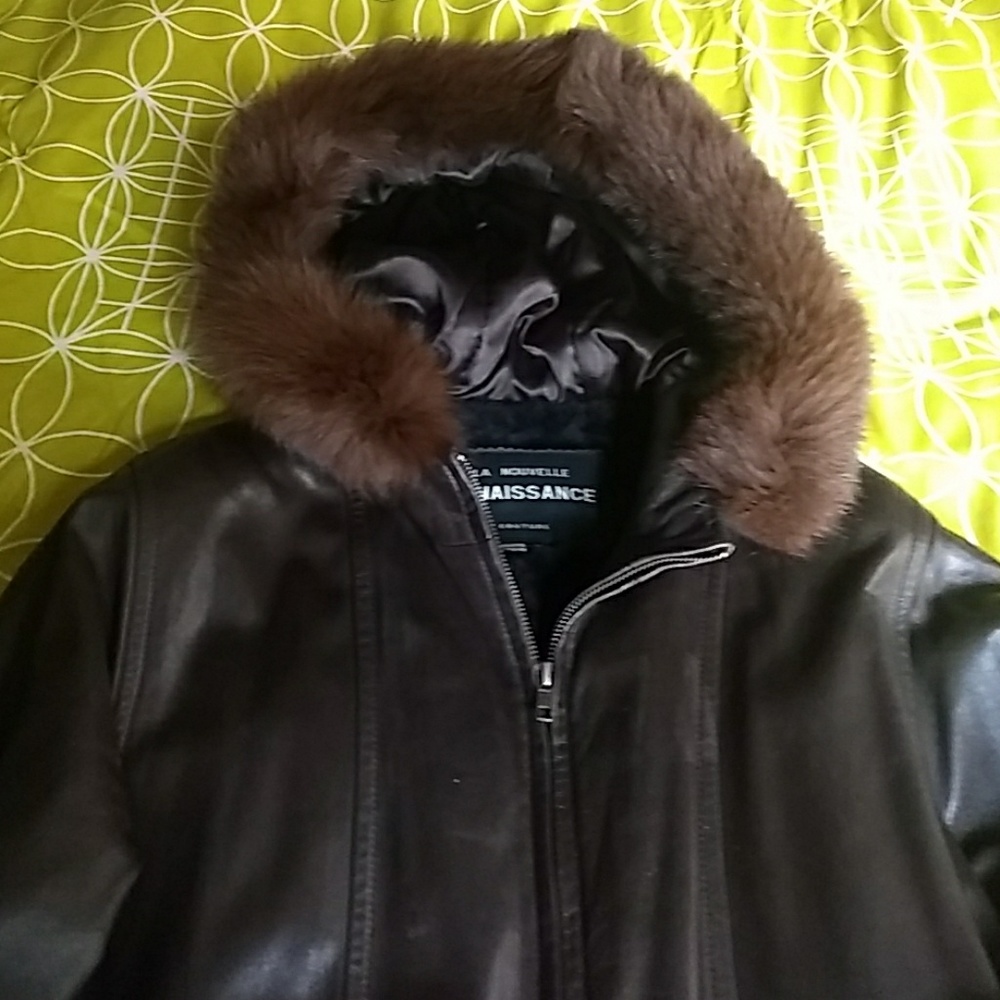 Leather winter jacket