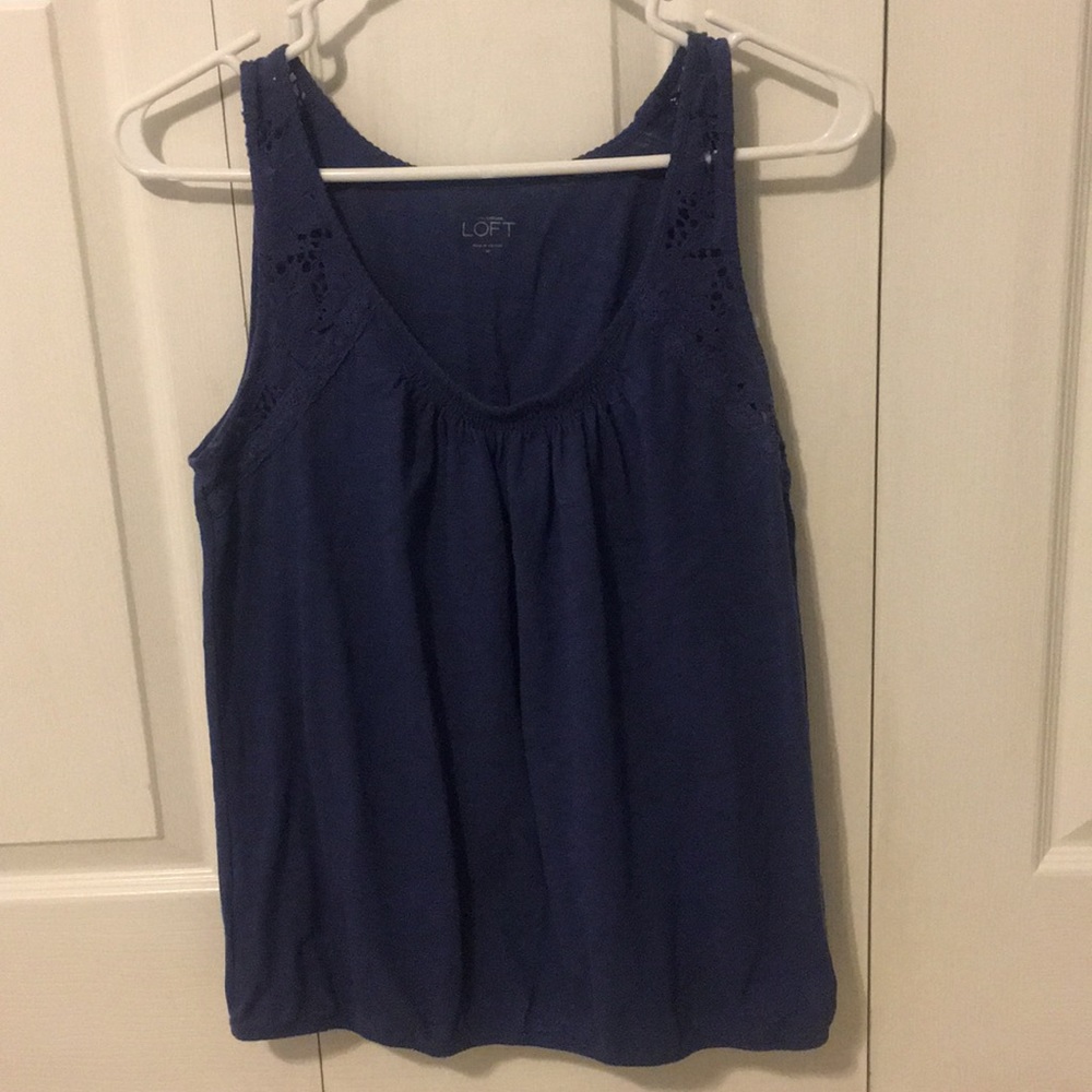 Lacy detail Navy Tank Blouse from Loft - Medium
