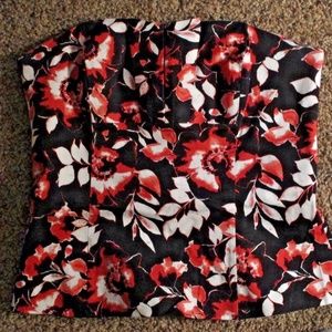 White House Black Market Black Floral Bustier 6