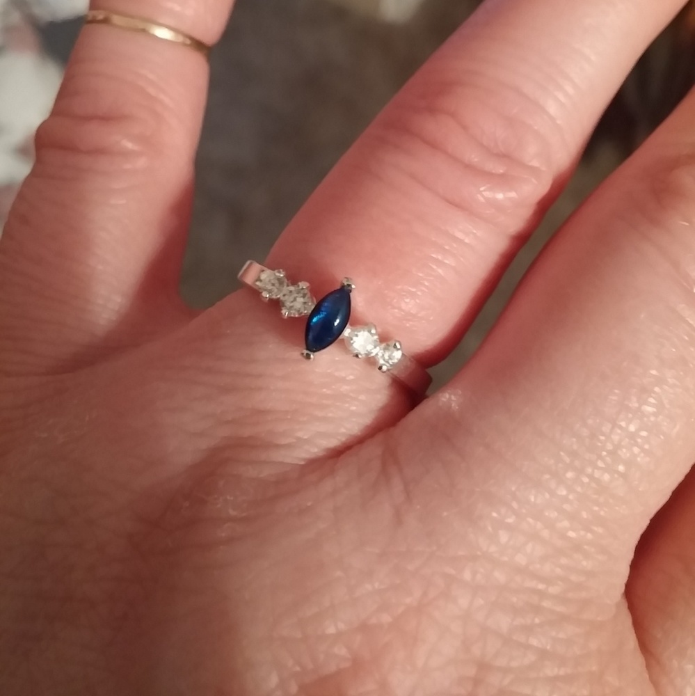 Sapphire and CZ 'diamond' ring