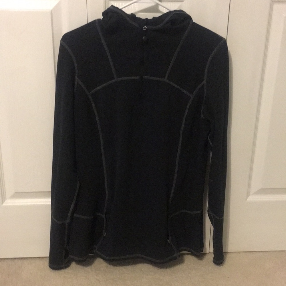 Hooded Quarter Zip Black Workout Jacket - Large