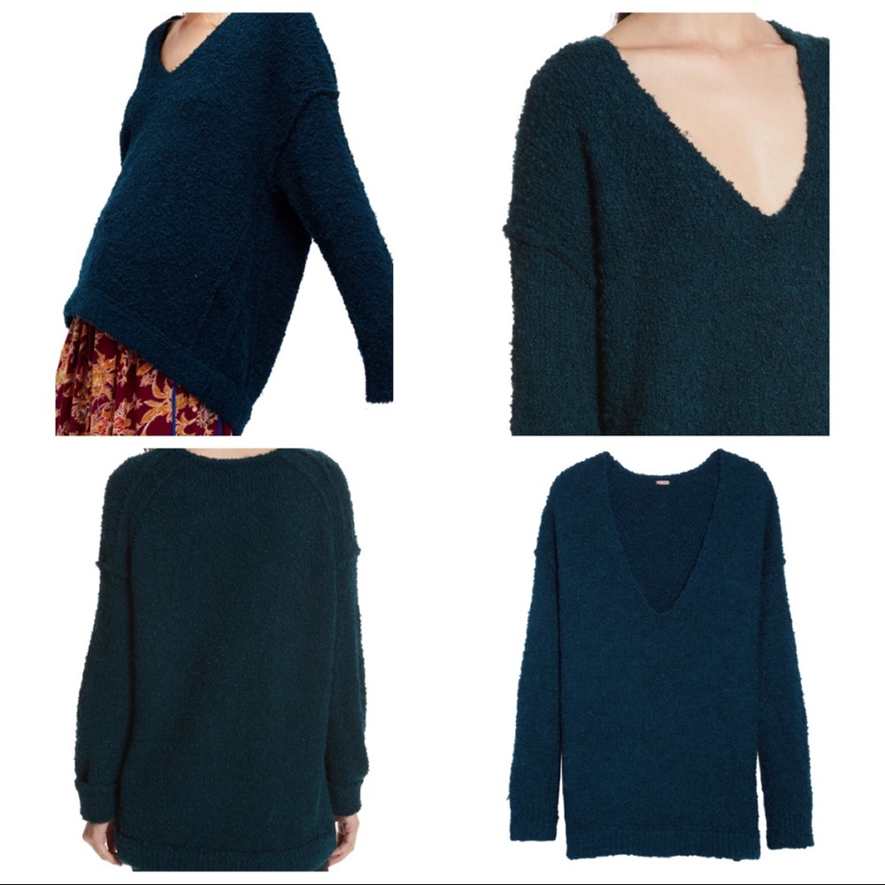 FREE PEOPLE LOFTY BOUCLE V NECK SWEATER