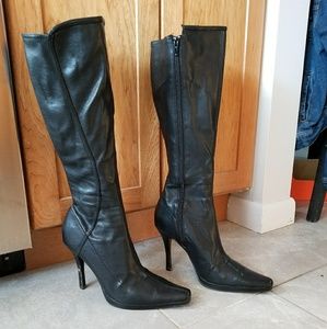 Nine.west knee high black leather boots