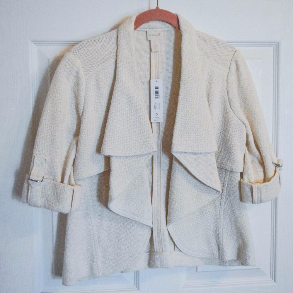 Chico's Drape-Front Crop Jacket - Picture 2 of 8