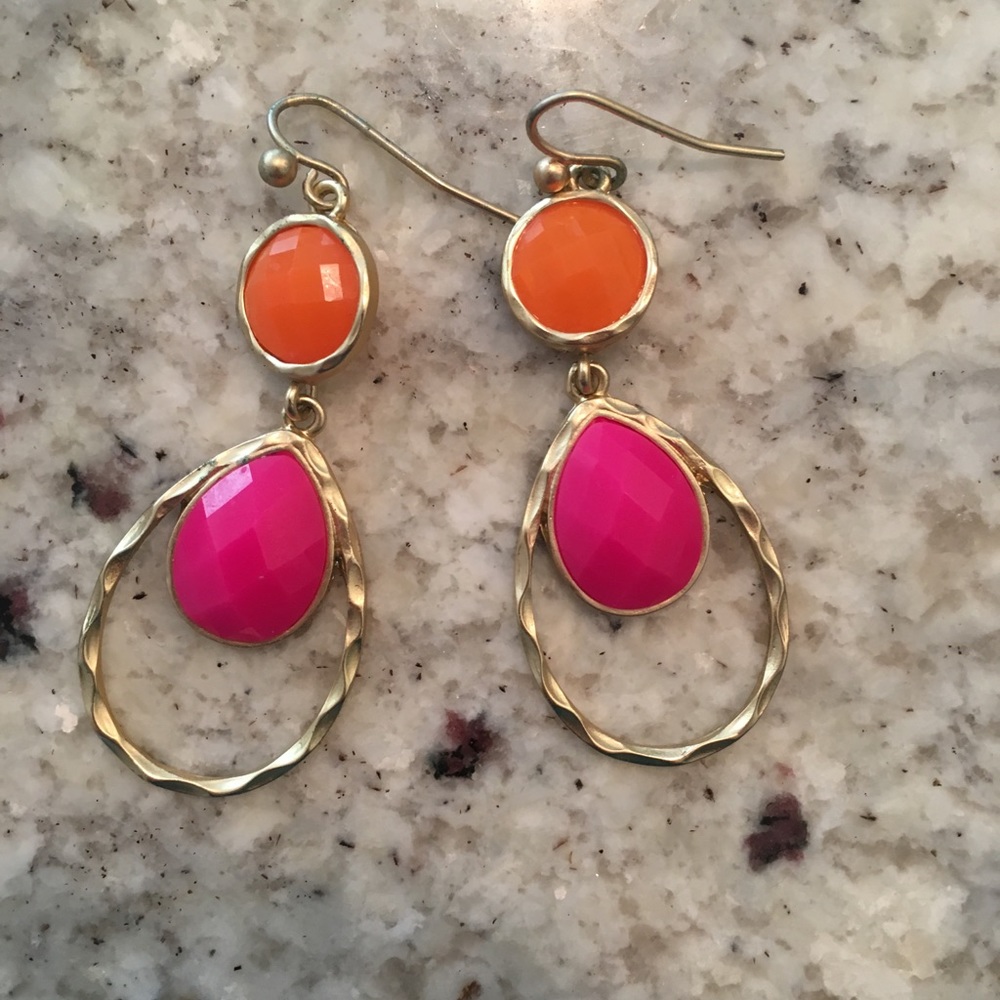 Orange and pink dangle earrings
