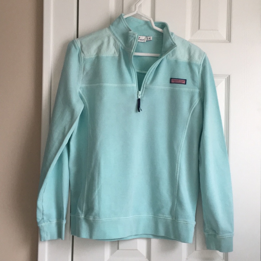 Vinyard Vines Shep Shirt pullover in mint green.