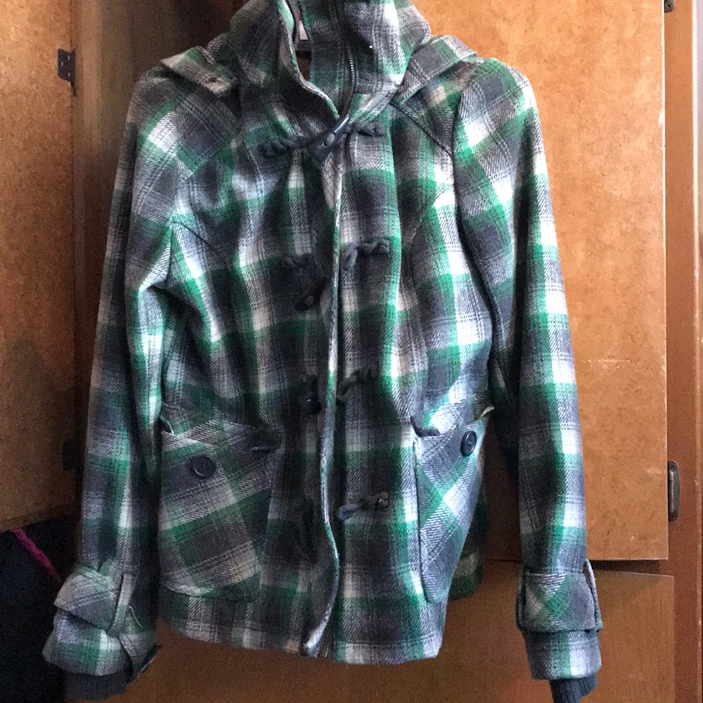 delias green and grey coat