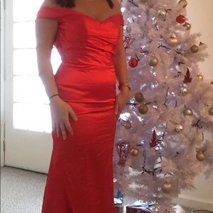 Long, red dress
