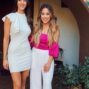 Fuchsia crop bubble sleeve top